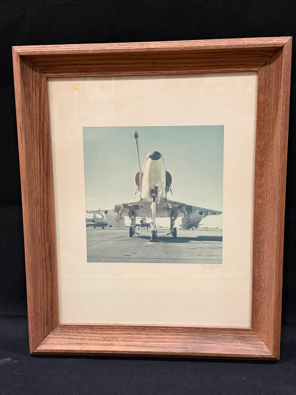 1965 Larry (L.A.) Franklin Fighter Jet Photograph – Signed & Dated, Matted & Fra